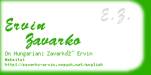 ervin zavarko business card